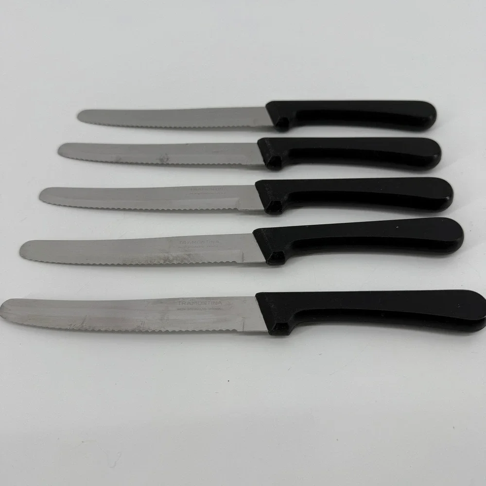 Tramontina Serrated Steak Knives Set of 5 Black Handle 9